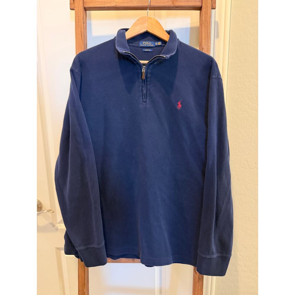 Polo Ralph Lauren- 1/4 Zip Navy Blue long sleeve Sweatshirt- XL